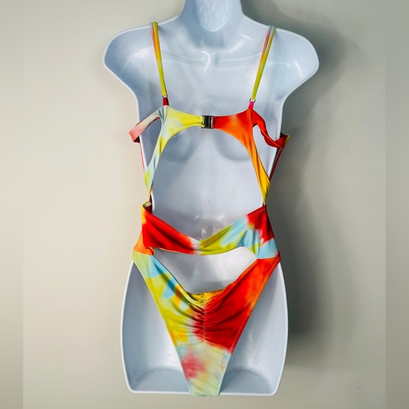 Colorful Tie Die Cutout Monokini Bathing Suit Size M - Picture 9 of 11